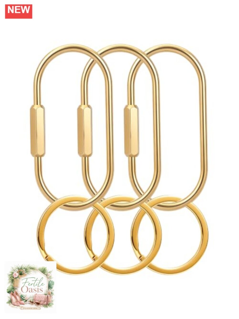 Solid Brass Screw Lock Keychain Carabiner Clip for Keys Bag Charm